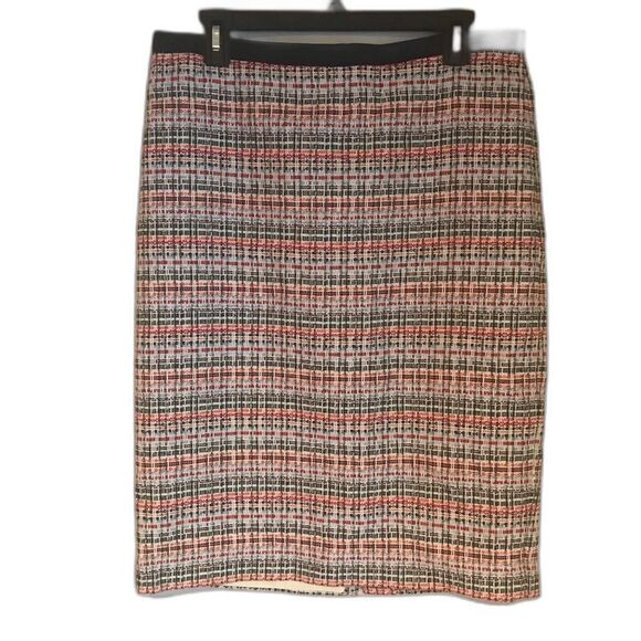 Talbots Multicolor Tweed Metallic Pencil Skirt Women Size 10 Grosgrain Waistband - Picture 4 of 9